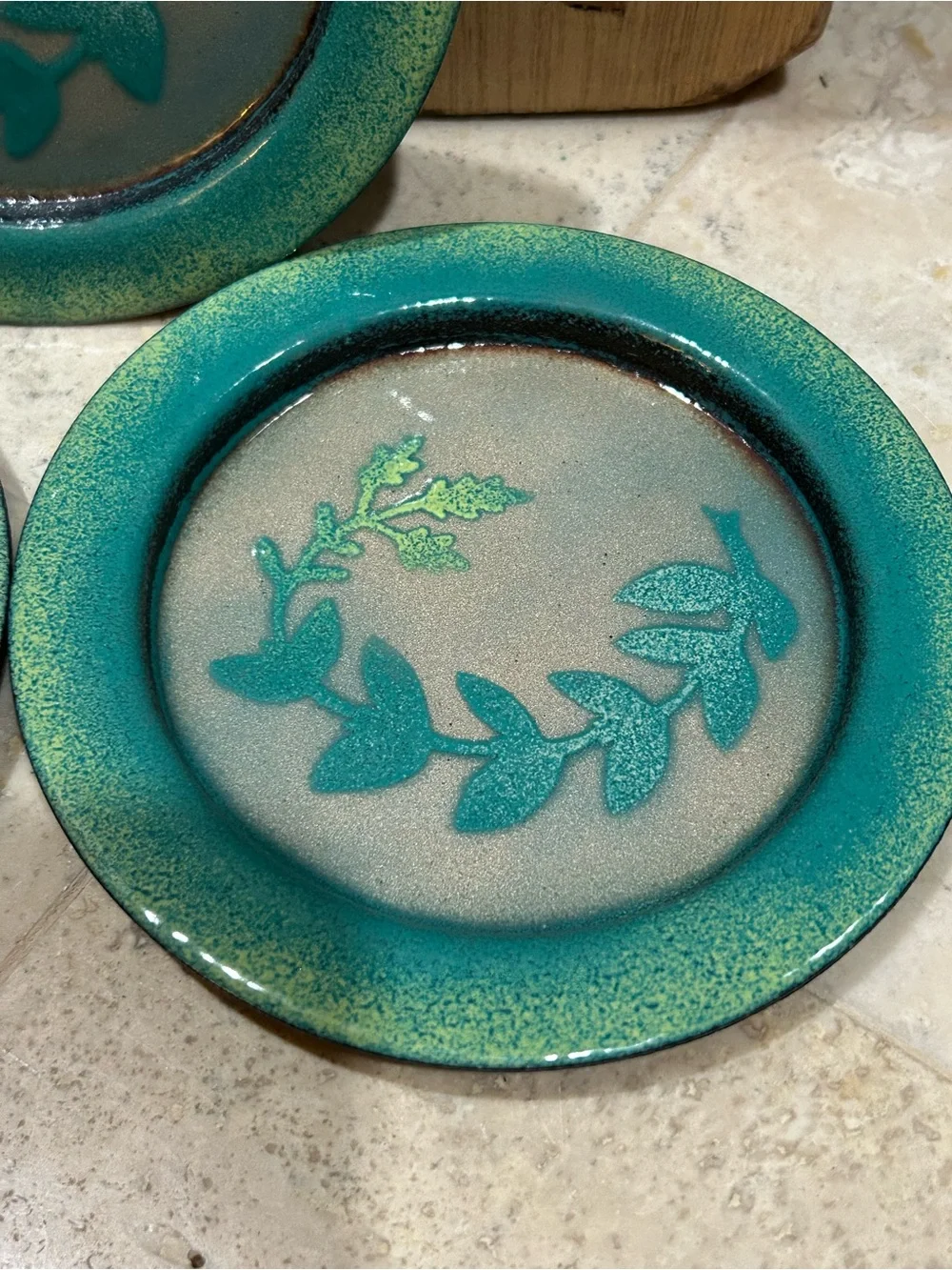 vintage handmade enamel on copper decorative Drink Coaster Set of 3